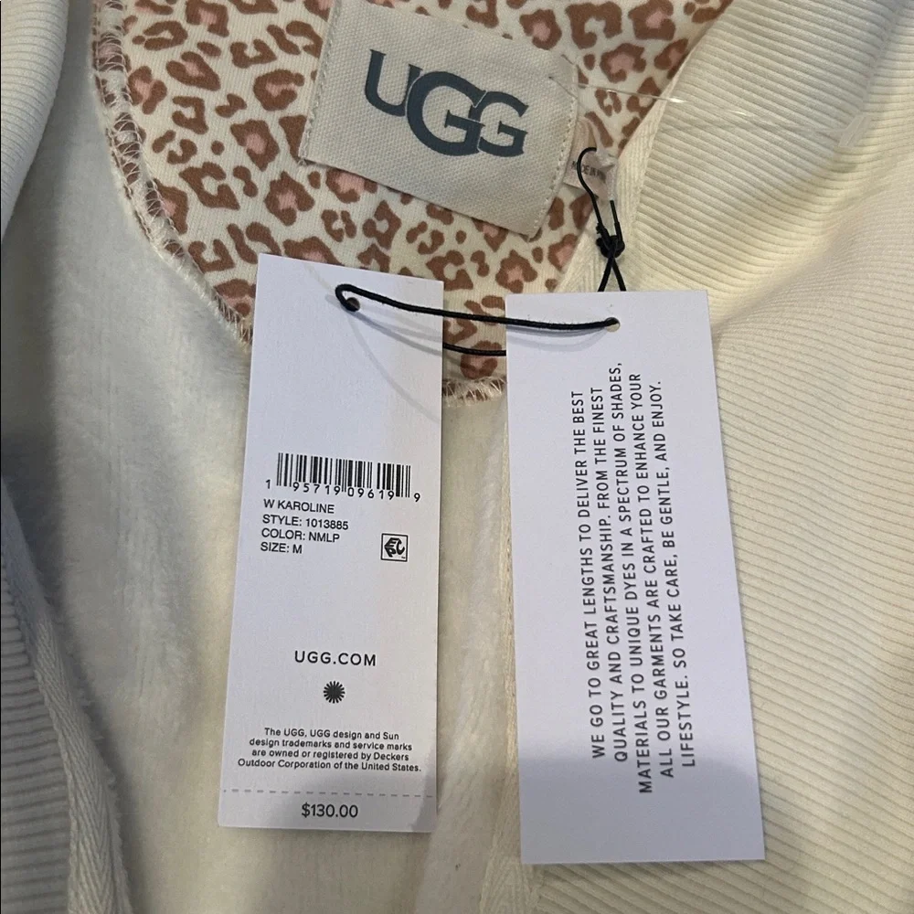 NWT UGG karoline fleece lined Cream and Tan Women's Robe size medium
